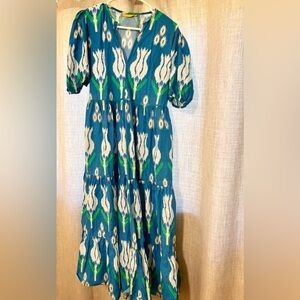 Oliphant Blue-and-Green Maxi Dress